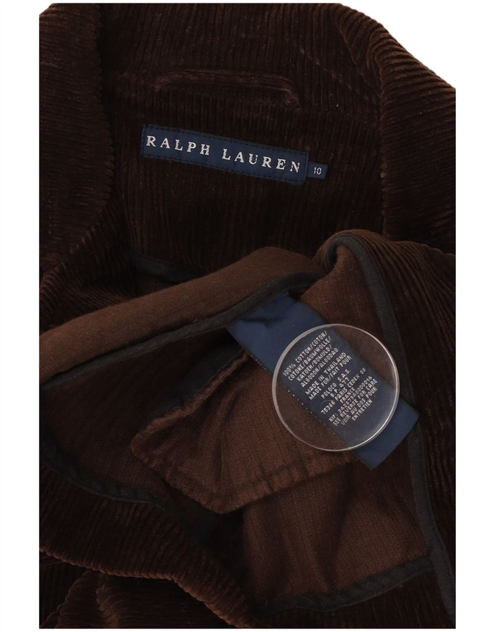 Ralph Lauren Veste blazer à 3 boutons pour femme US 10 Large Marron Colorblock
