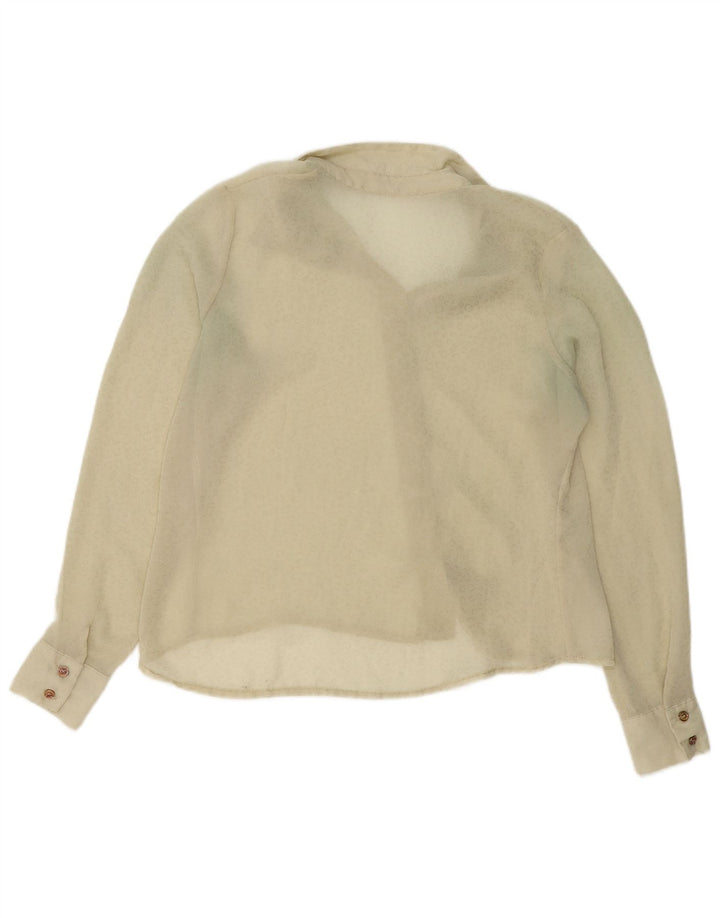 vintage Femmes Voir à travers la chemise UK 14 Beige moyen