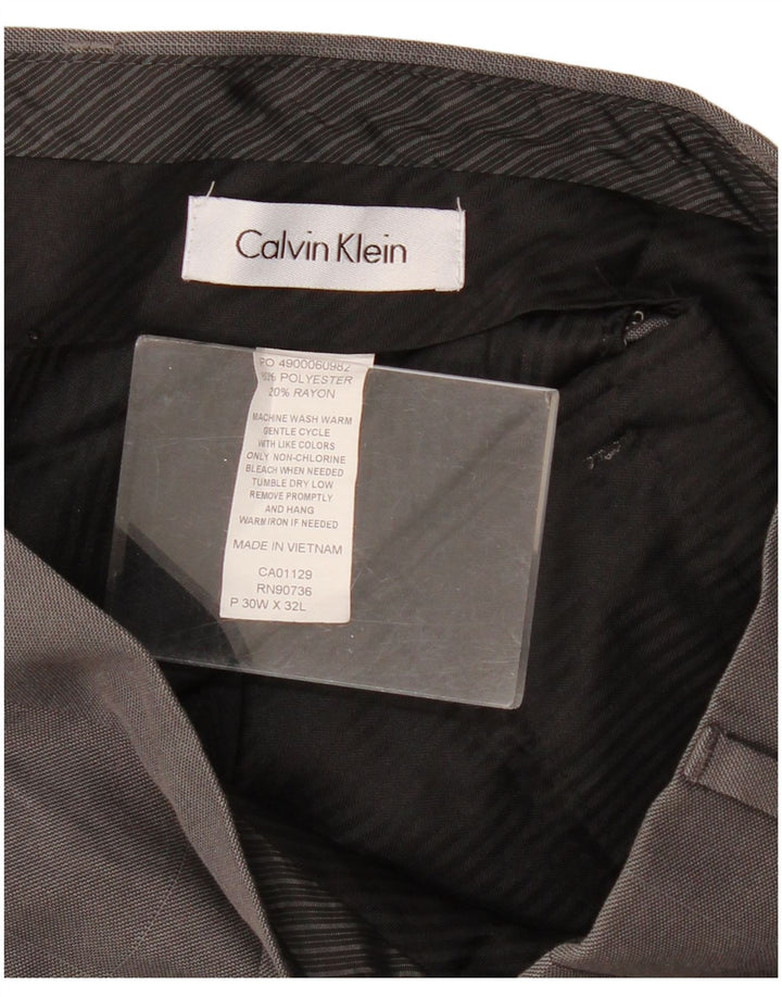 CALVIN KLEIN Pantalon de Costume Droit Homme W30 L32 Gris Carreaux Polyester