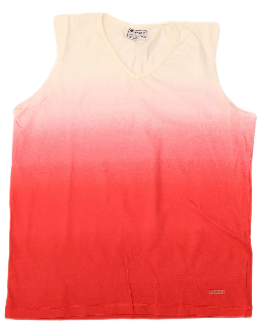 CHAMPION Débardeur Femme UK 12 Coton Colorblock Rouge Moyen