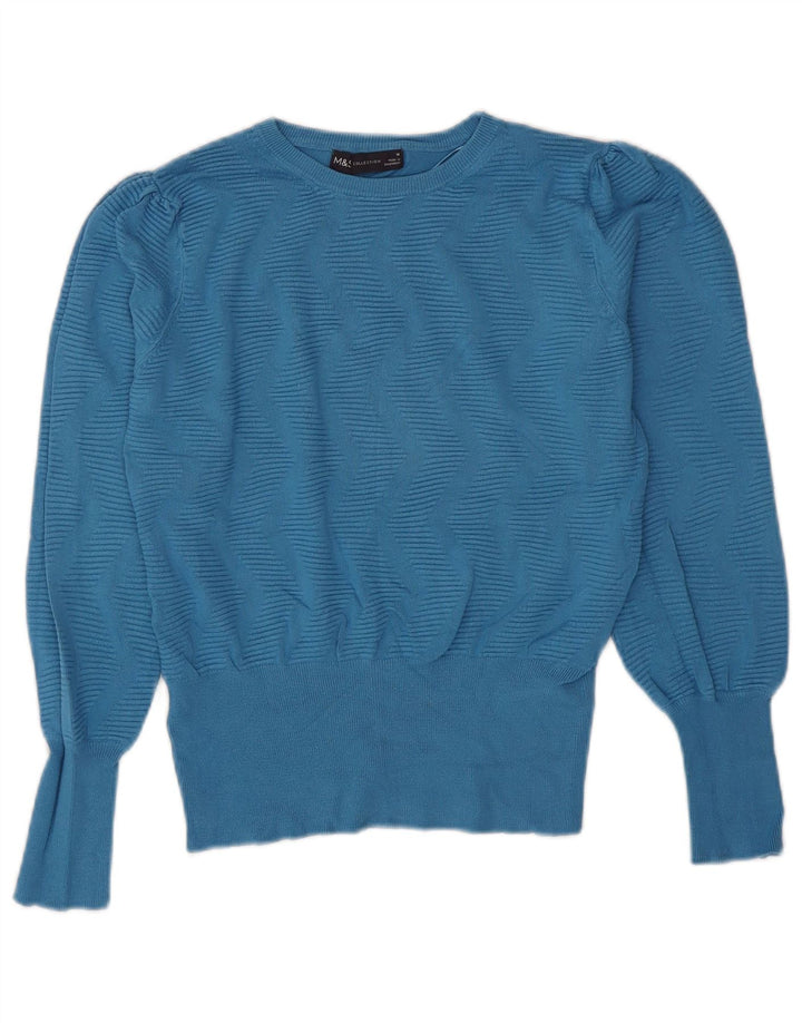 Marks & Spencer Pull col bateau pour femme UK 12 Chevron bleu moyen