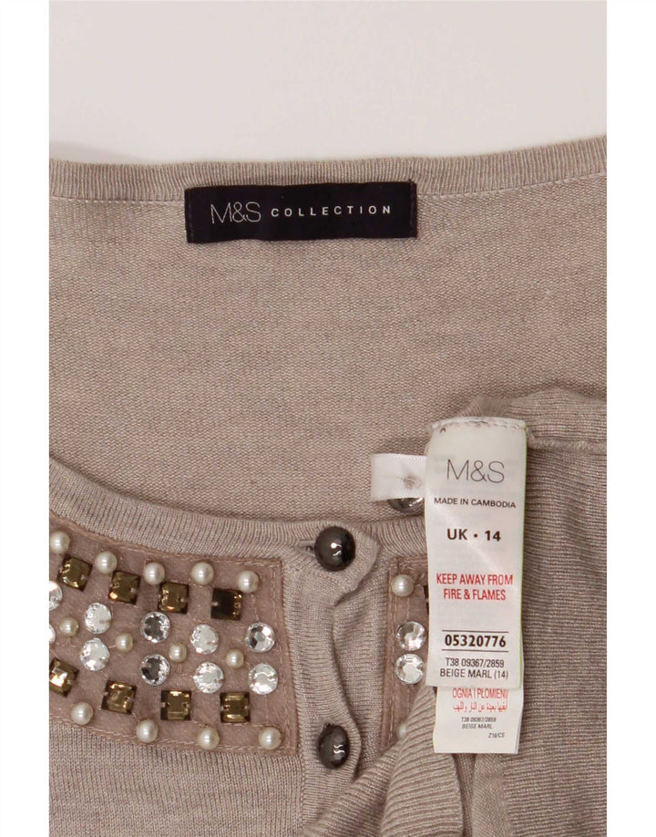 Marks & Spencer Cardigan pour femme en viscose gris moyen UK 44