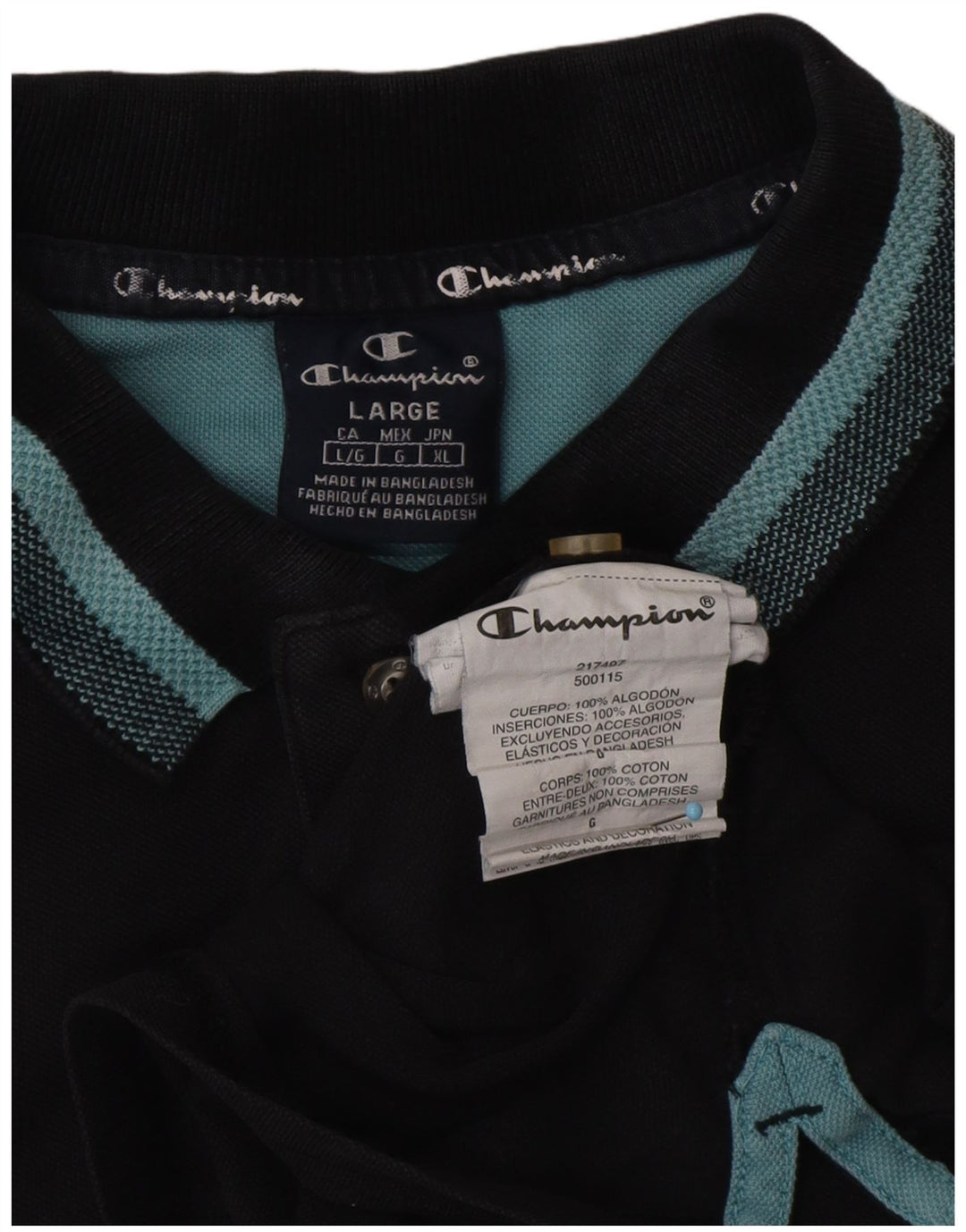 CHAMPION Polo Homme Grand Noir Coton