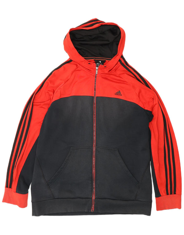 Adidas Pull à capuche zippé pour homme XL en coton color block noir