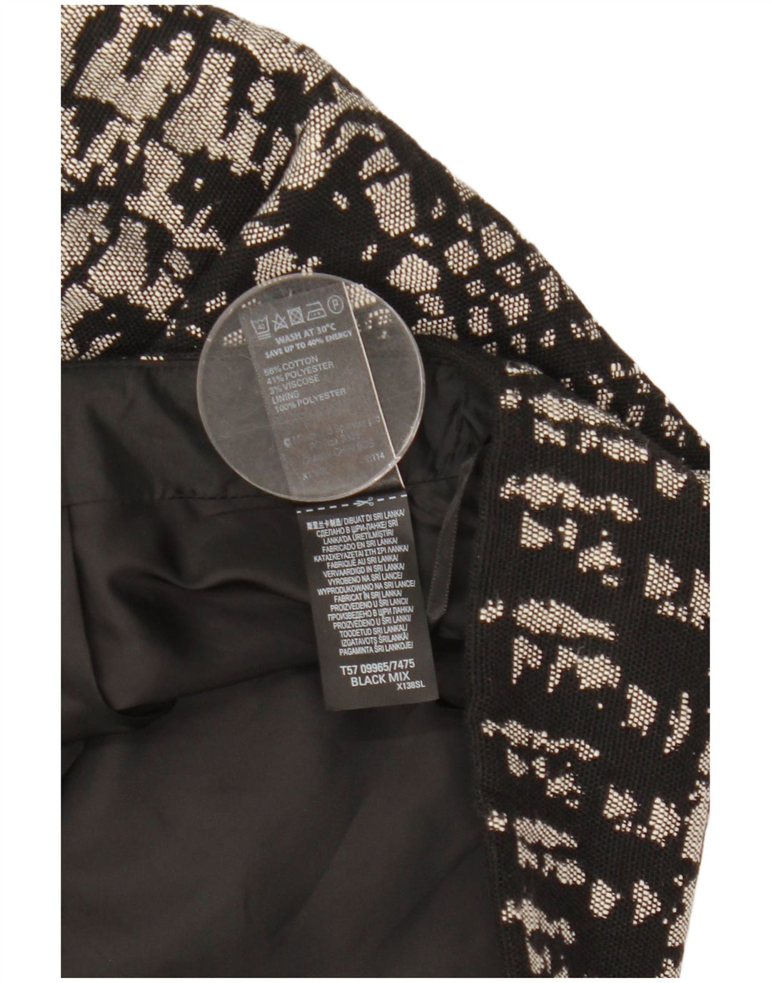Marks & Spencer Mini jupe femme UK 12 Medium W31 coton géométrique noir