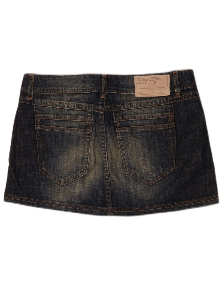 Benetton Femme Mini Jupe En Jean IT 44 Medium W32 Bleu Marine