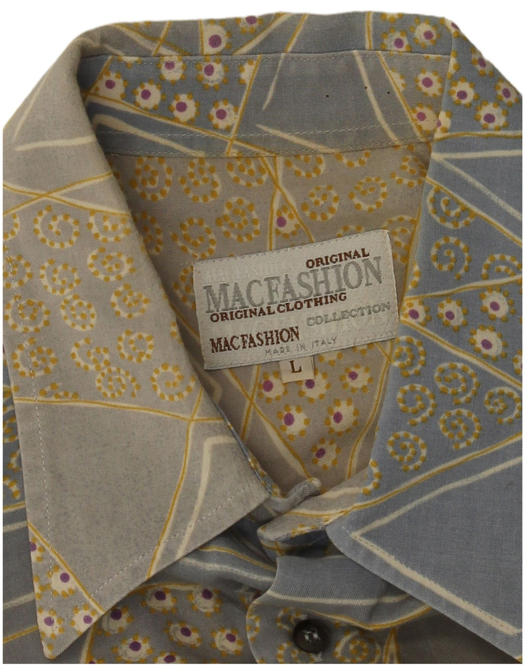 MAC FASHION Chemise à manches courtes pour homme Large Bleu Géométrique