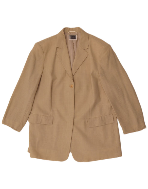 Perte by Krizia Veste blazer à 1 bouton pour femme UK 16 Large Beige Viscose