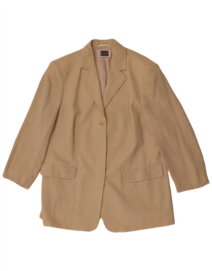 Perte by Krizia Veste blazer à 1 bouton pour femme UK 16 Large Beige Viscose