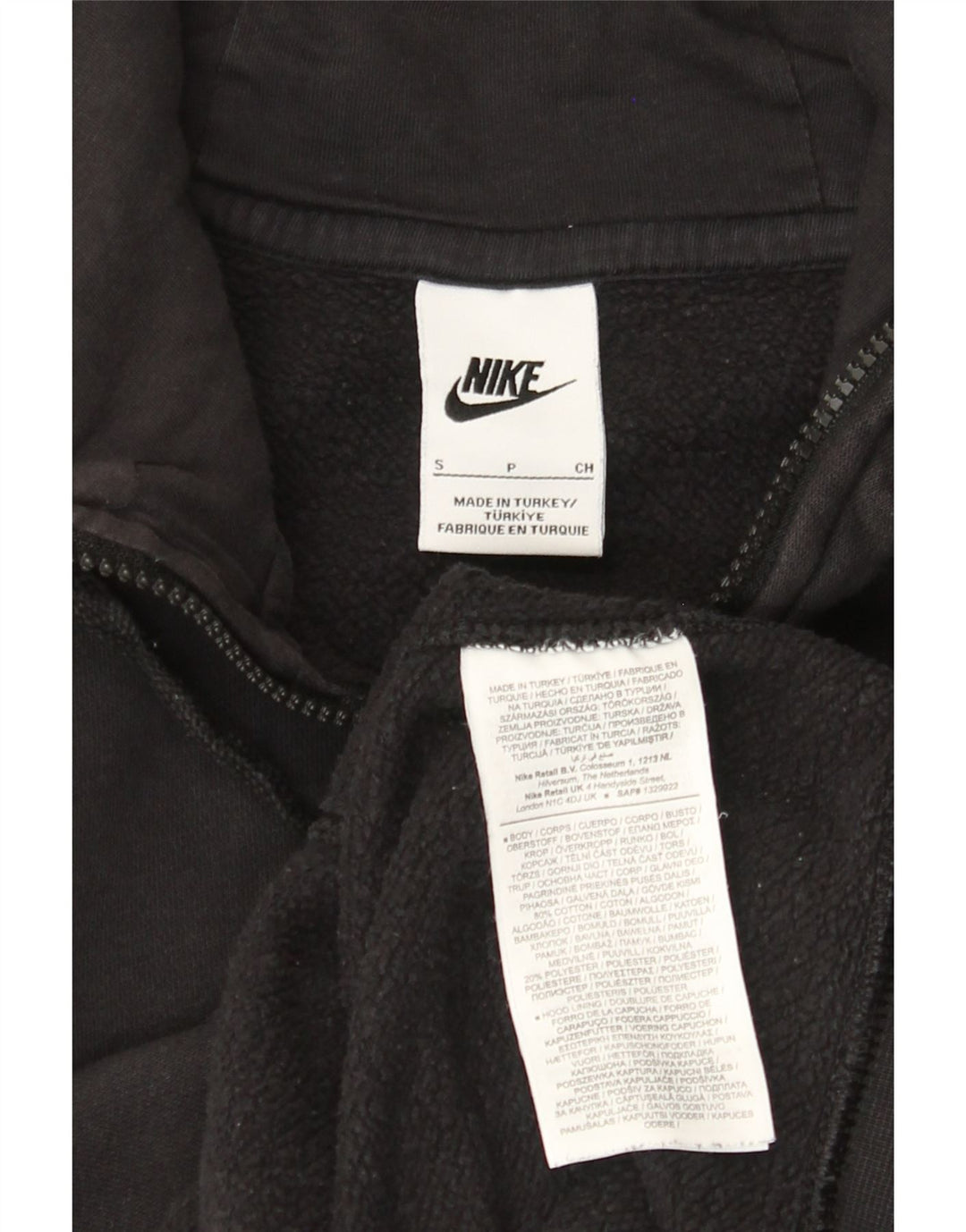 Nike Pull à capuche zippé pour homme Petit coton noir