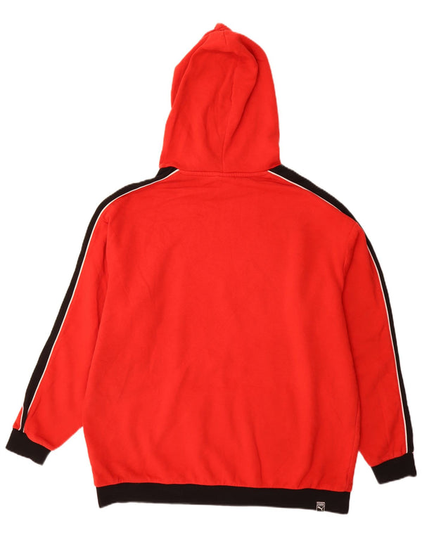 PUMA Pull à capuche graphique surdimensionné pour femme UK 14 Large Rouge Colorblock