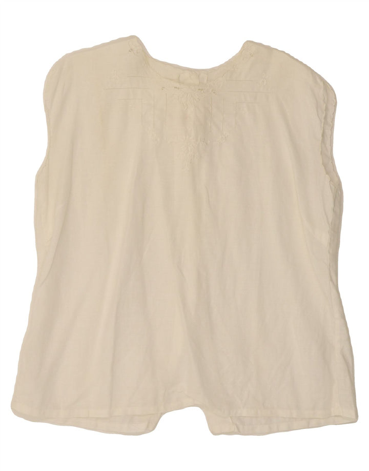 VINTAGE Womens Sleeveless Shirt Blouse IT 42 Medium White Vintage Vintage and Second-Hand Vintage from Messina Hembry 