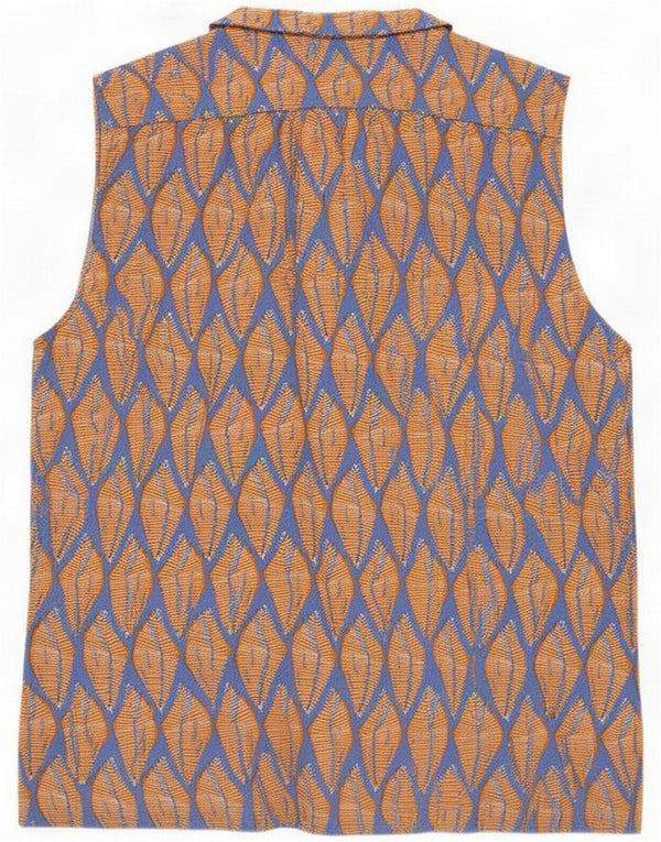 White Stuff Chemisier sans manches pour femme UK 16 Large Marron Argyle/Diamond