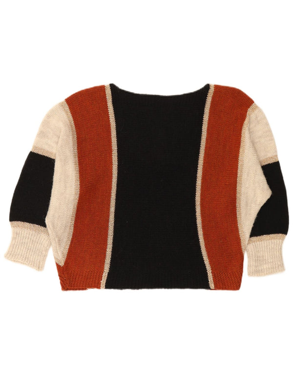 vintage Womens Boat Neck Jumper Sweater UK 16 Grand Multicolore