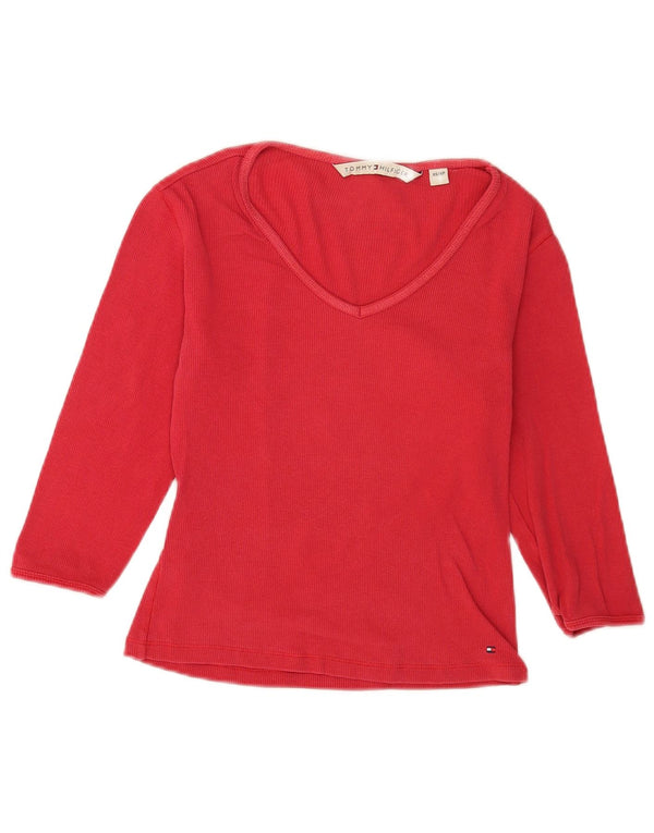 Tommy Hilfiger Haut court à manches 3/4 pour femme UK 6 XS Rouge
