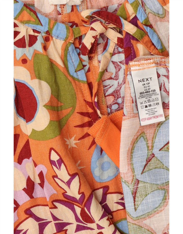 Next Robe trapèze à nouer sur le devant pour femme UK 42 en viscose florale orange moyen