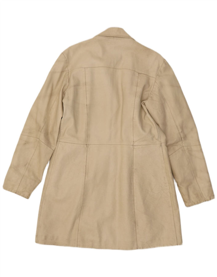manteau en cuir femme vintage IT 46 Grand Beige
