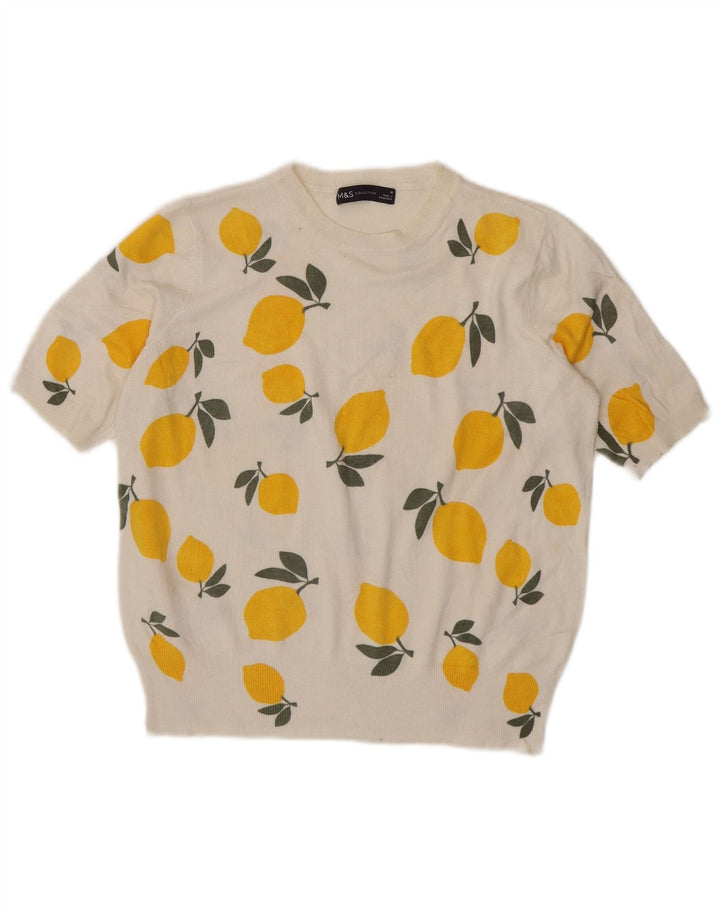 Marks & Spencer Pull à col bateau à motif abstrait pour femme UK 10 Smal
