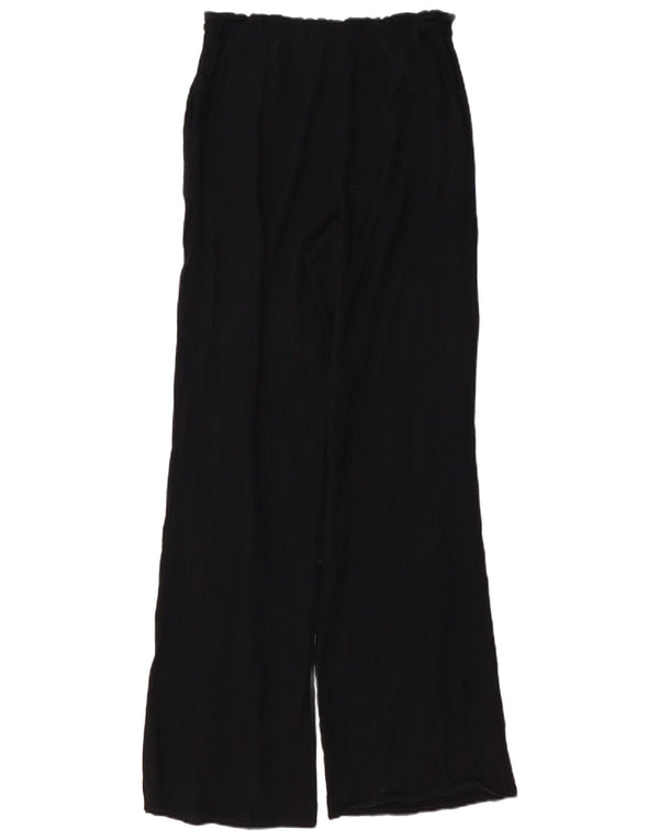 ZARA Womens High Waist Wide Leg Trousers UK 10 Small W26 L32 Black