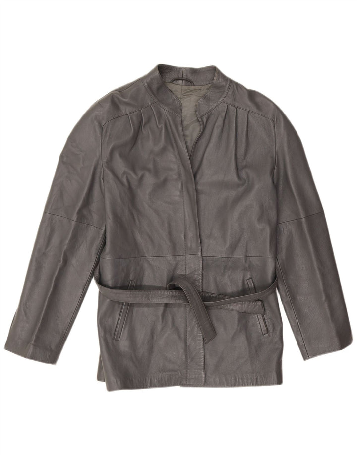 Veste en cuir Wrap femme vintage IT 46 Grand cuir gris