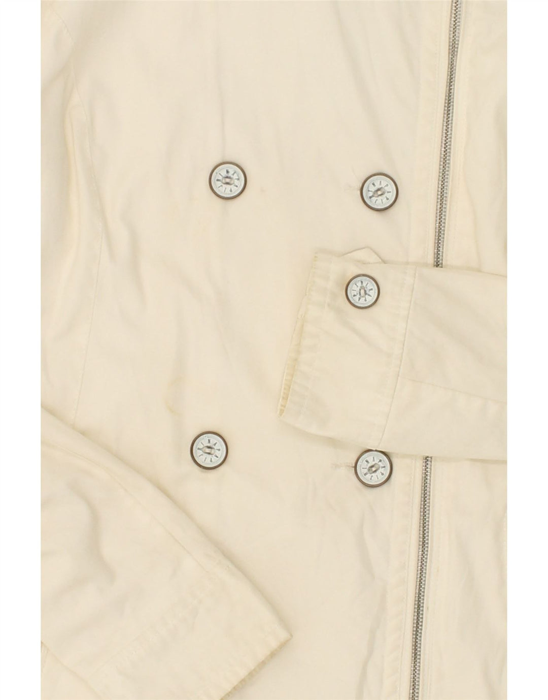 NAPAPIJRI Womens Double Breasted Coat UK 14 Large Off White Cotton Vintage Napapijri and Second-Hand Napapijri from Messina Hembry 