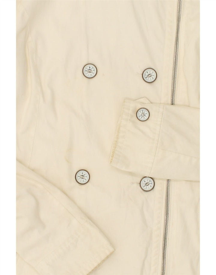 NAPAPIJRI Womens Double Breasted Coat UK 14 Large Off White Cotton Vintage Napapijri and Second-Hand Napapijri from Messina Hembry 