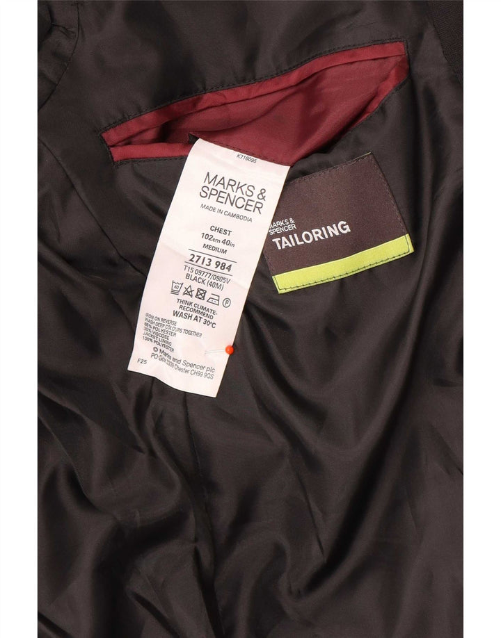 Marks & Spencer Veste blazer à 2 boutons pour homme UK 40 Noir moyen Polyester