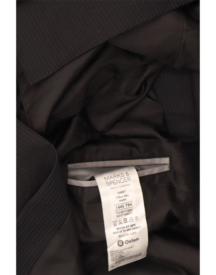 Marks & Spencer Veste blazer à 3 boutons pour homme UK 44 XL Bleu marine à fines rayures
