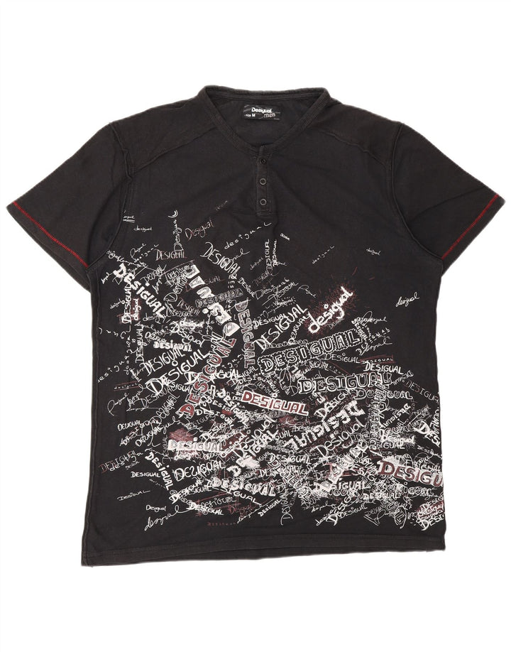 DESIGUAL T-Shirt Graphique Homme Noir Moyen Coton