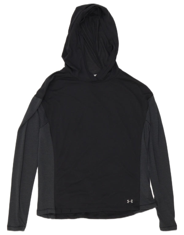 Under Armour Heat Gear Haut à capuche à manches longues pour femme UK 10 Small Noir