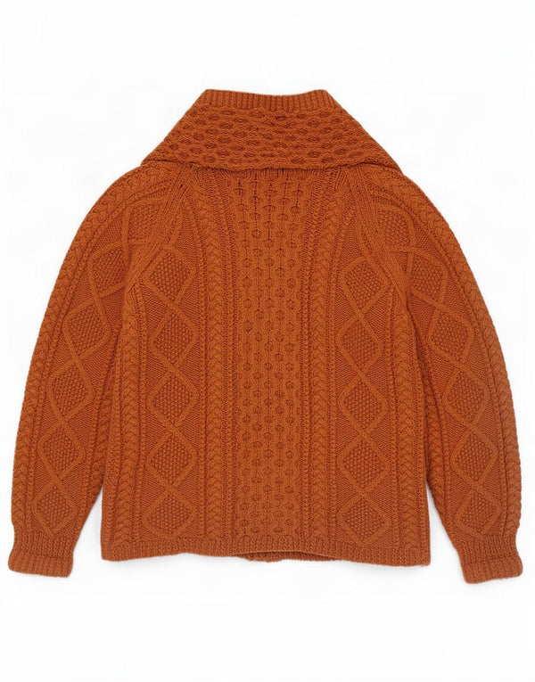 vintage Mens Cardigan Pull UK 14 Brun Moyen