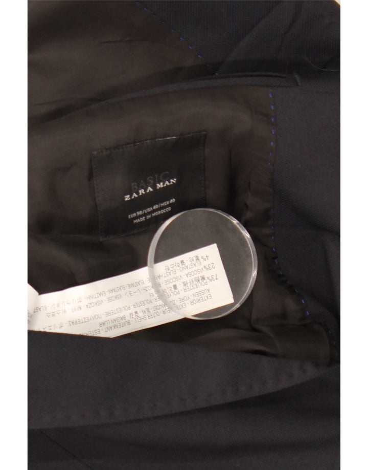 Zara Veste blazer à 2 boutons pour homme EU 50 Bleu marine moyen Polyester