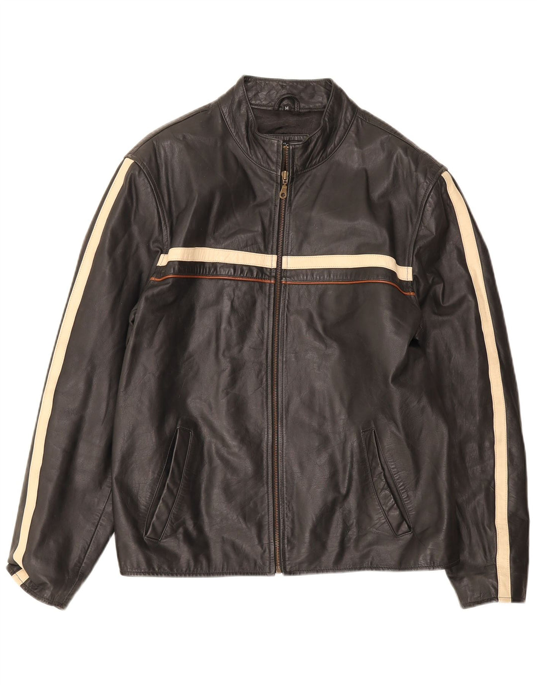 Lee Cooper Veste en cuir pour homme UK 38 Medium Noir Rayé
