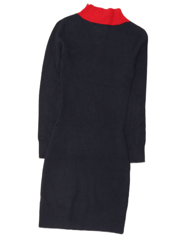 Jack Wills Robe pull à col zippé pour femme UK 6 XS Bleu marine Colourblock