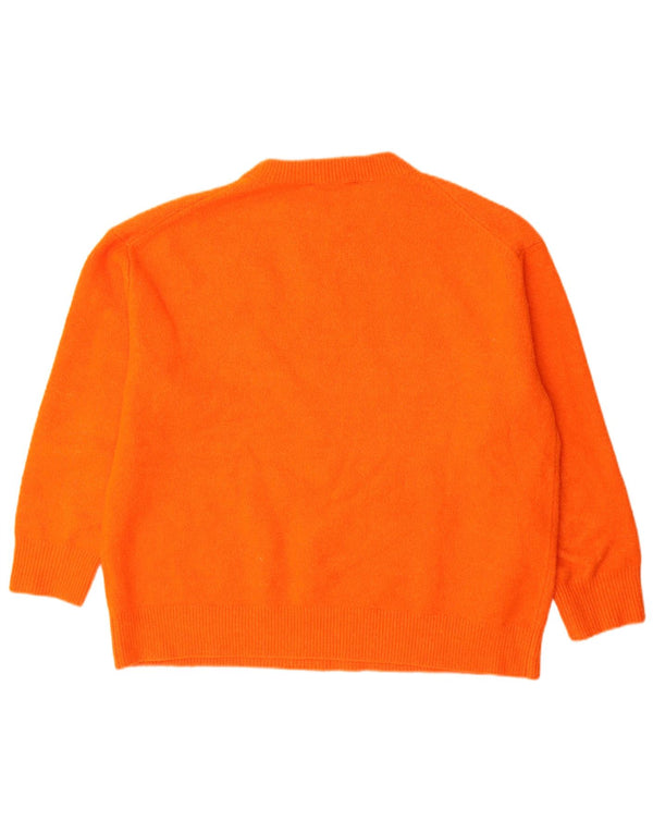 Zara Pull surdimensionné à col rond pour femme UK 14 Acrylique orange moyen
