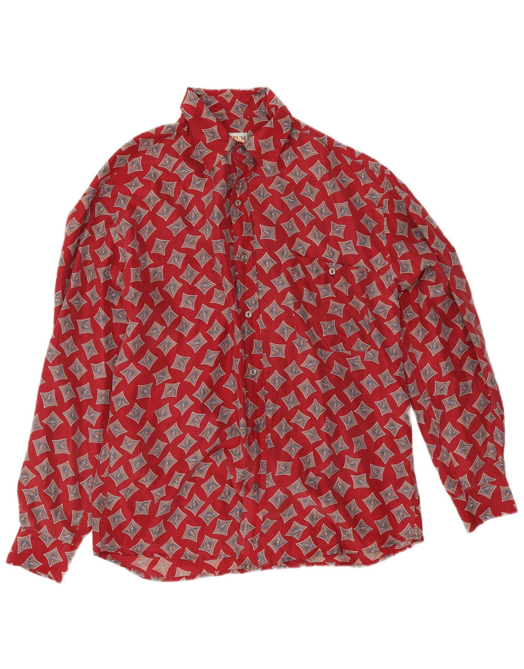 Chemise Homme Wampum Soie Géométrique Rouge Moyen