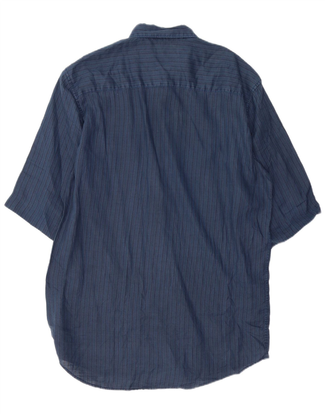 ZEGNA Chemise à manches courtes pour homme Taille 41 Bleu marine moyen rayé
