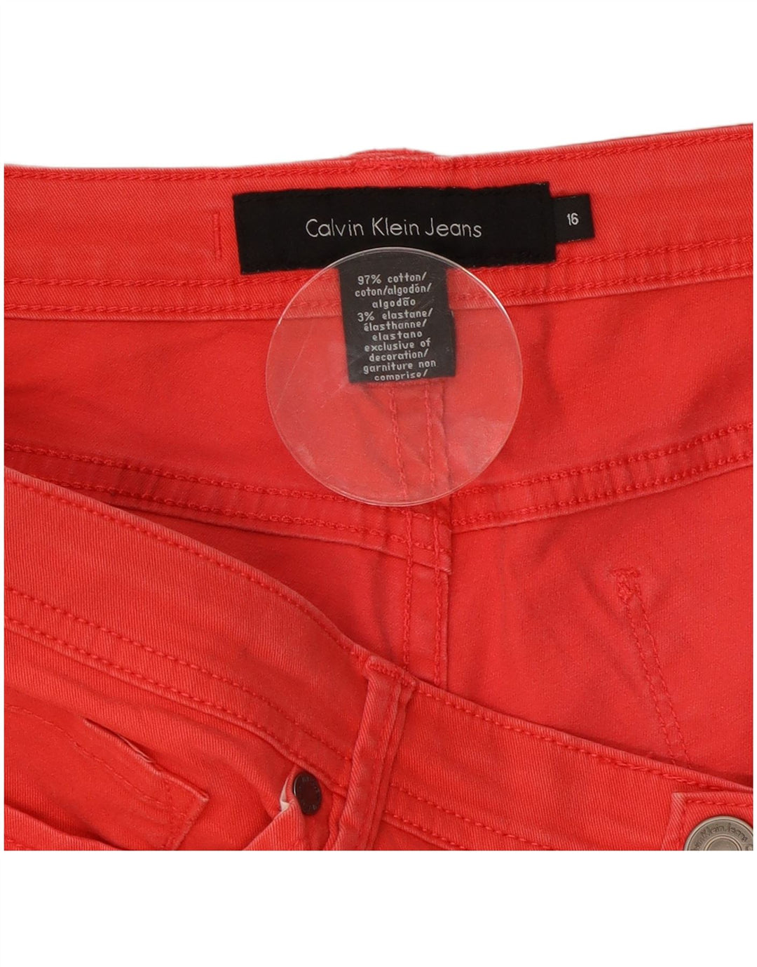 CALVIN KLEIN Jean droit pour femme US 16 2XL W34 L27 Rouge Coton