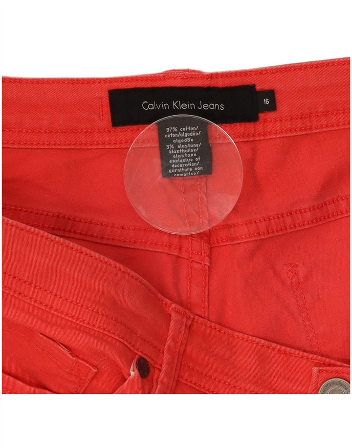 CALVIN KLEIN Jean droit pour femme US 16 2XL W34 L27 Rouge Coton