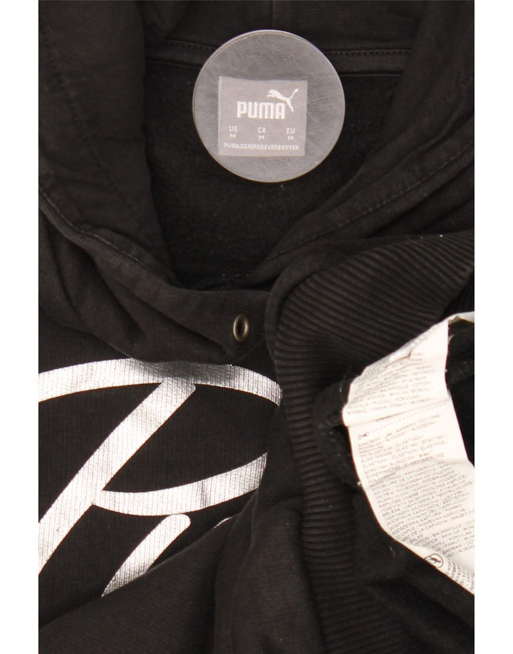 PUMA Pull à capuche graphique pour femme UK 14 Coton noir moyen