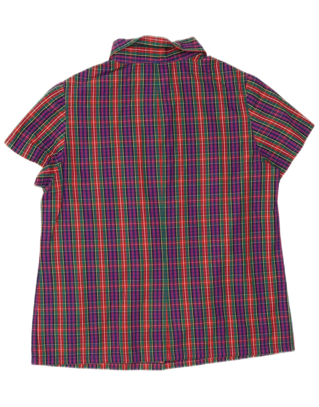 vintage Femme Chemise à manches courtes UK 14 Moyen Multicolore Check