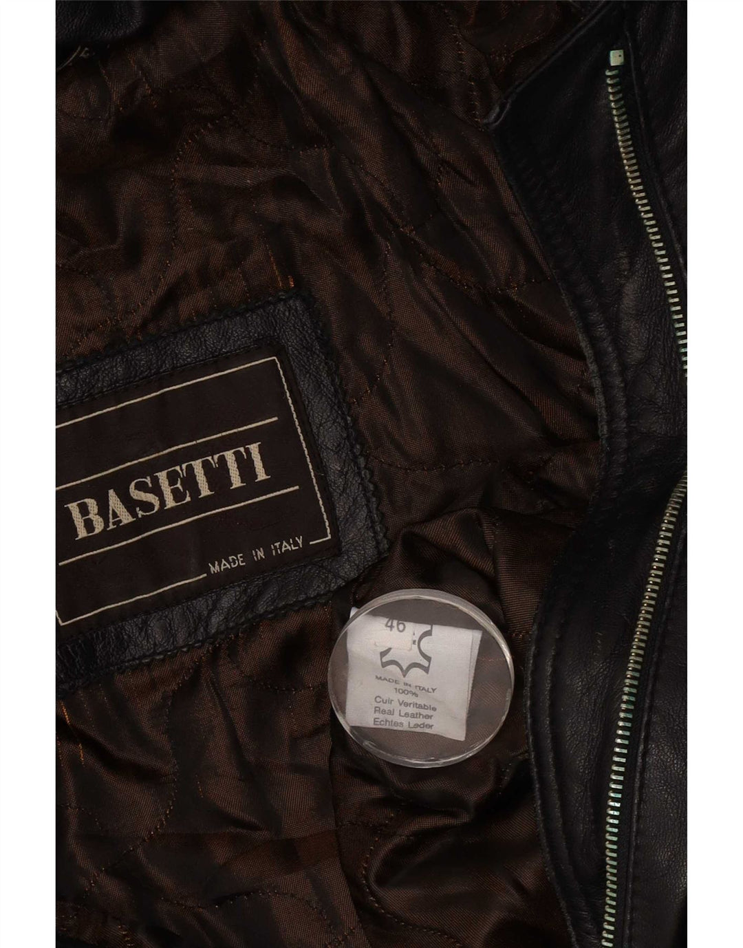 Basetti Veste en cuir à capuche pour femme IT 46 Large Noir