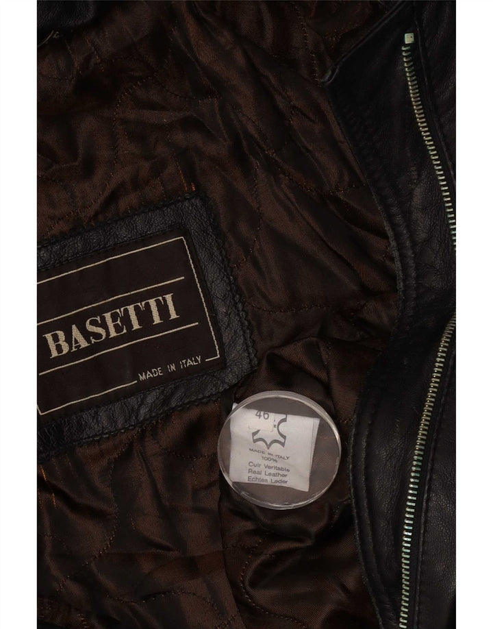 Basetti Veste en cuir à capuche pour femme IT 46 Large Noir