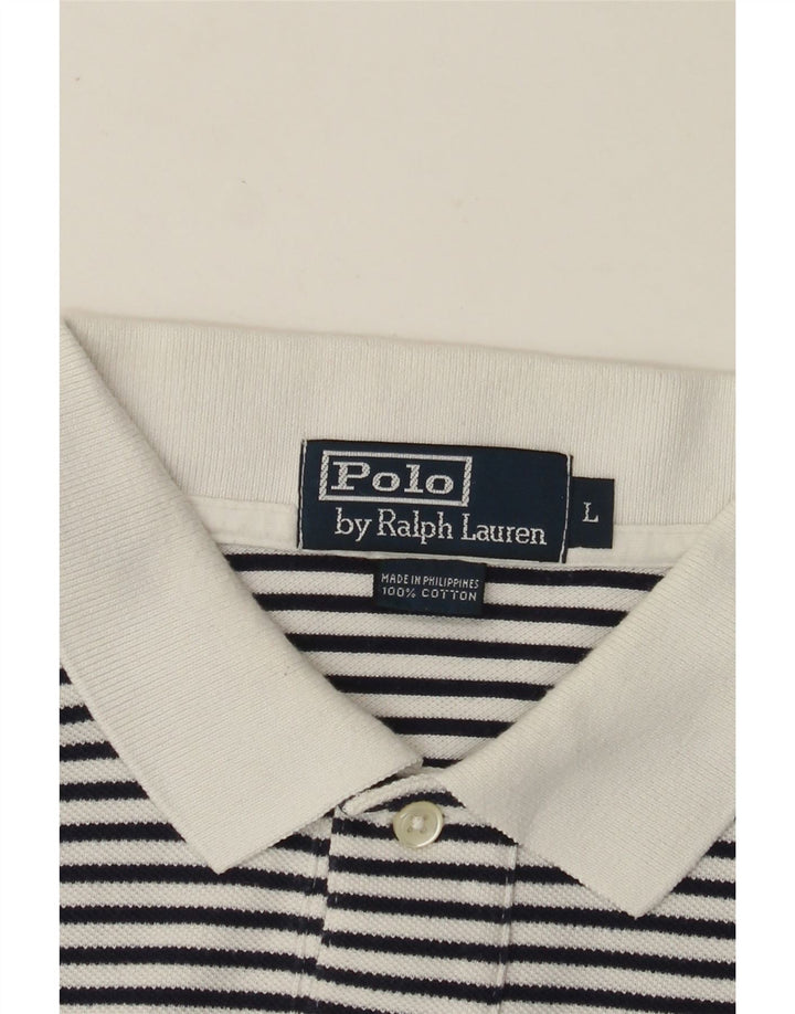 POLO RALPH LAUREN Polo Homme Grand Coton à Rayures Blanc