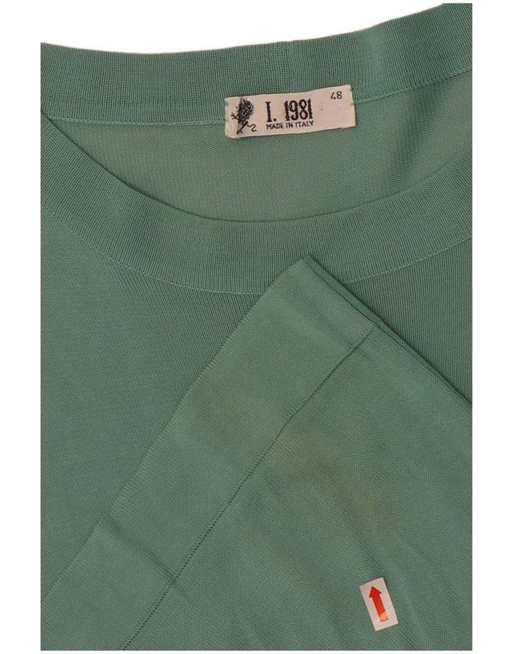 T-Shirt Vintage Homme Top IT 48 Viscose Vert Moyen