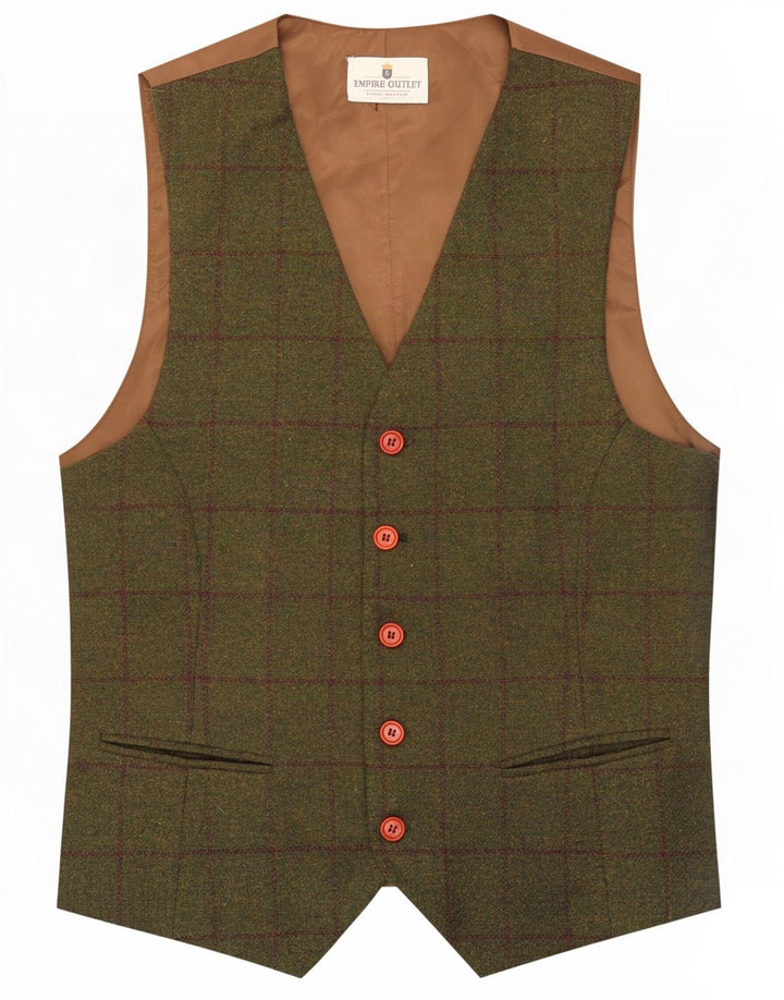 gilet homme vintage petit chèque vert