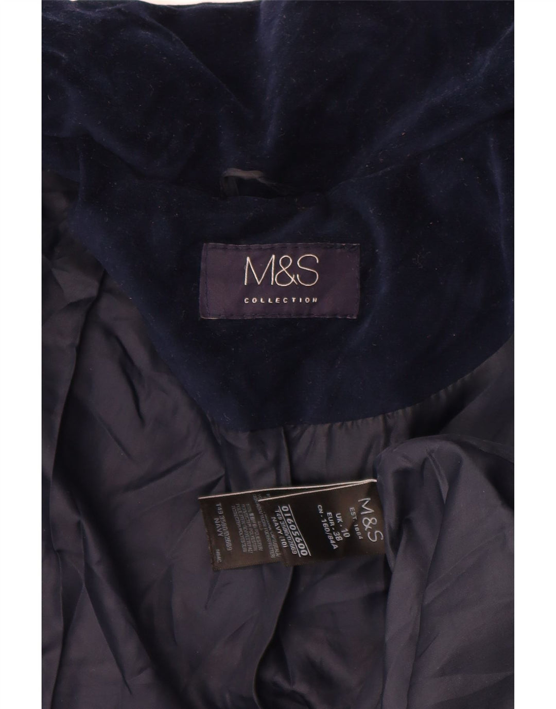 Marks & Spencer Veste matelassée en velours surdimensionnée pour femme UK 10 Small Bleu marine