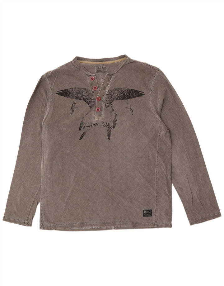 Calvin Klein Haut graphique à manches longues pour hommes, grand oiseau en coton gris