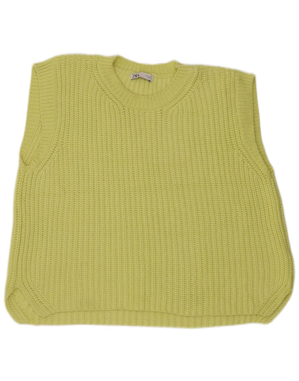 Zara Débardeur surdimensionné pour femme UK 10 Petit coton jaune