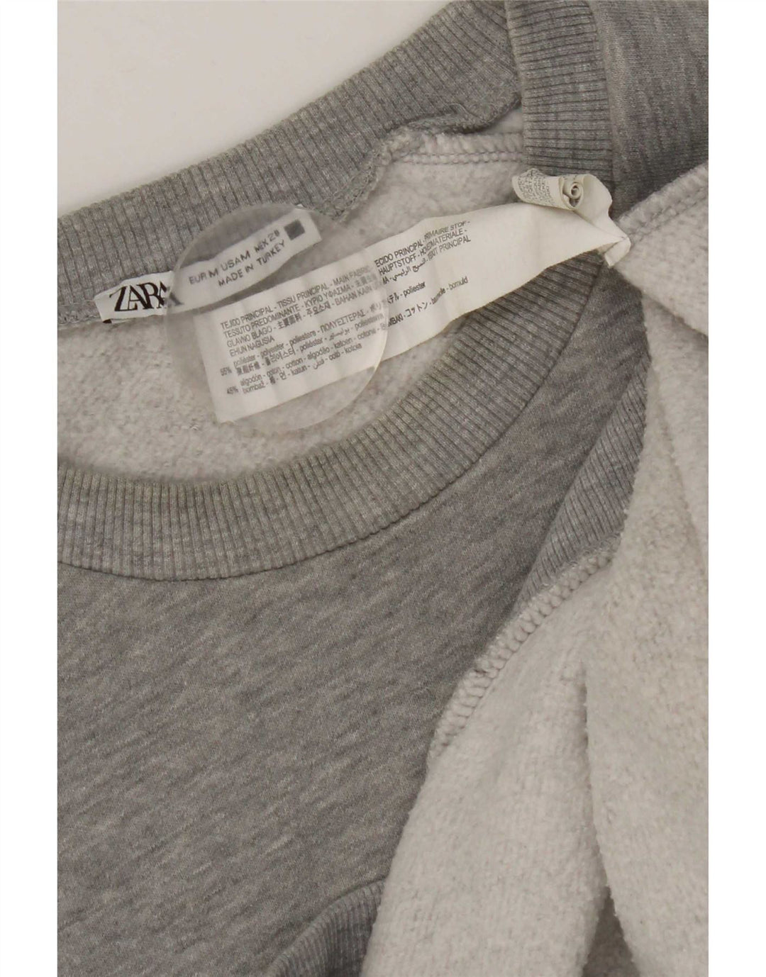 Zara Sweat-shirt graphique pour femme UK 14 Gris moyen Polyester